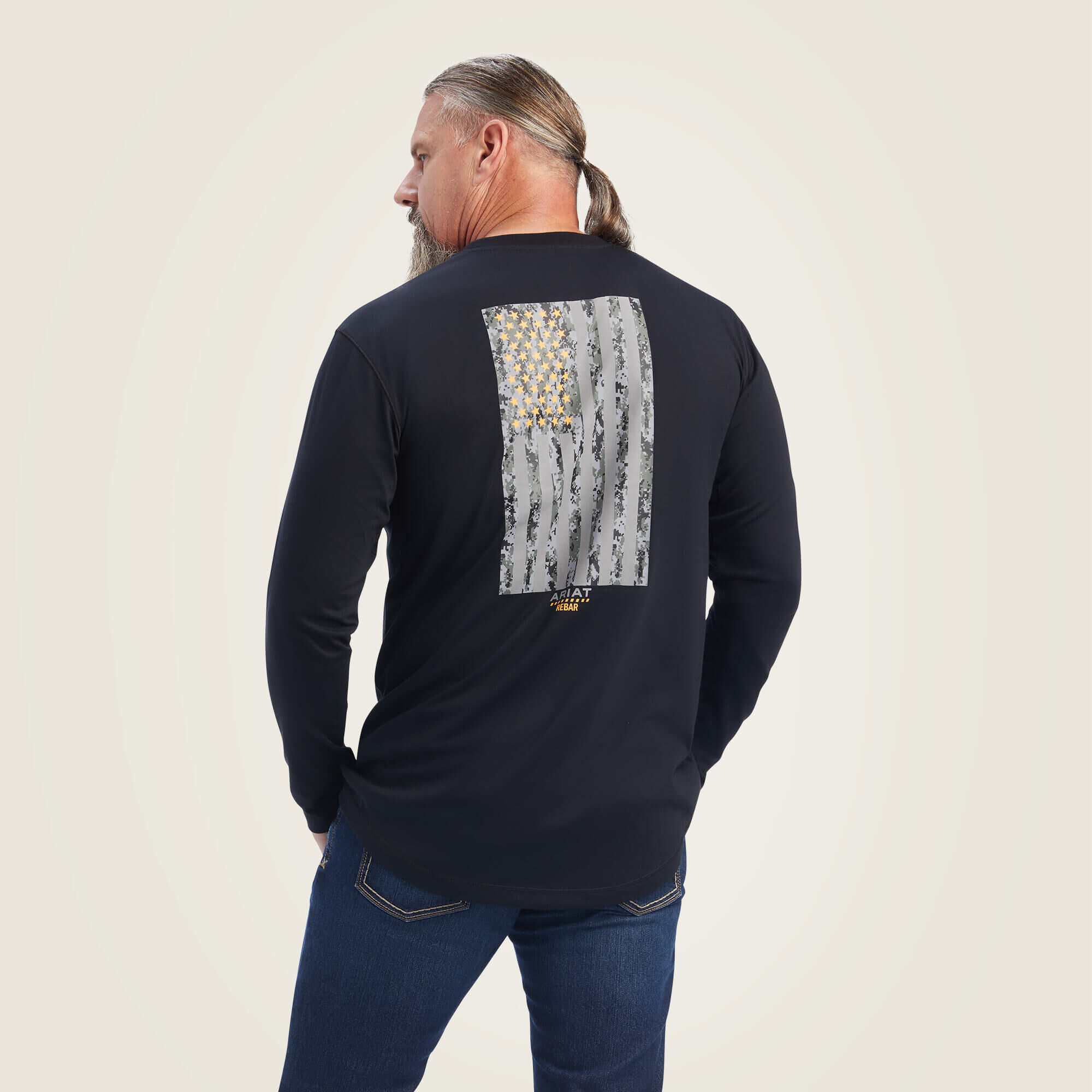 Rebar Workman Reflective Flag Graphic T-Shirt