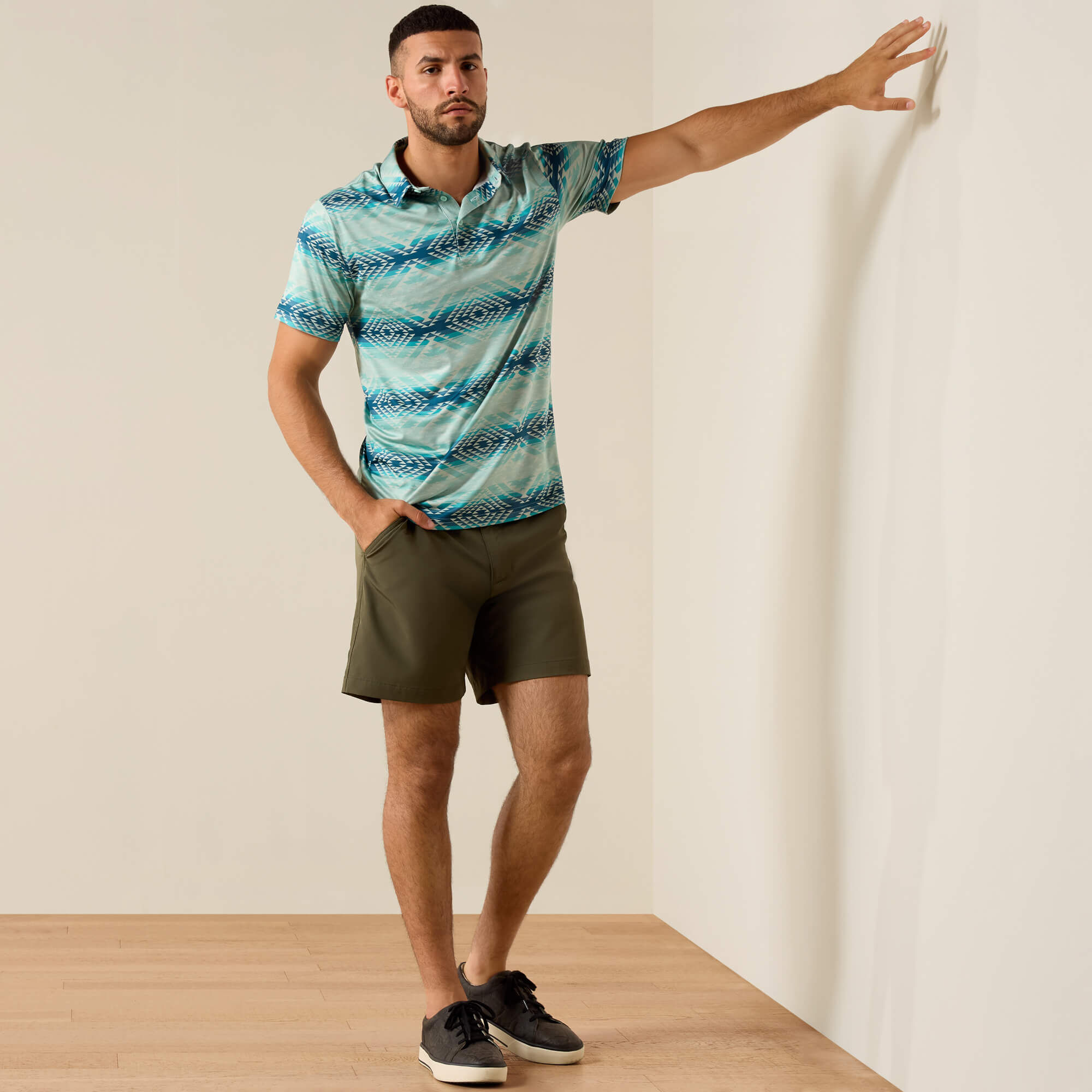 All Over Print Heathered Classic Fit Polo - Image 3
