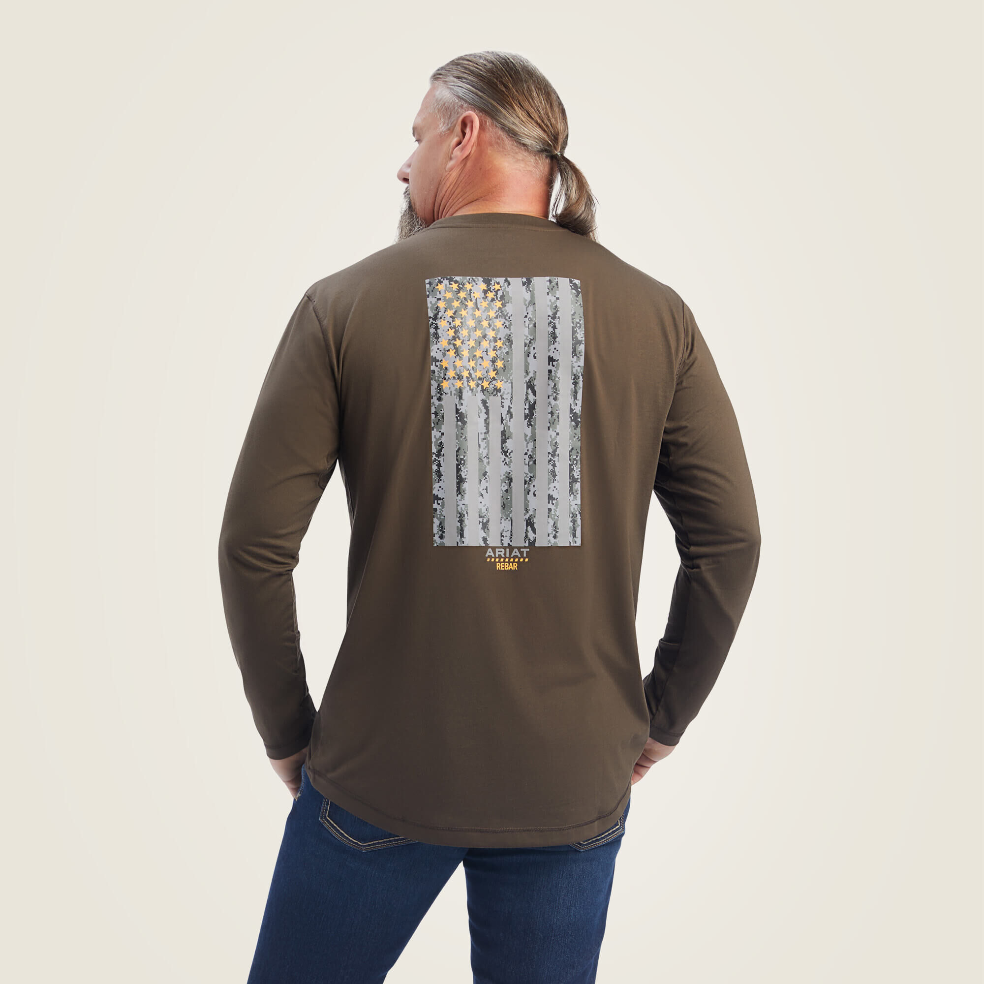 Rebar Workman Reflective Flag Graphic T-Shirt