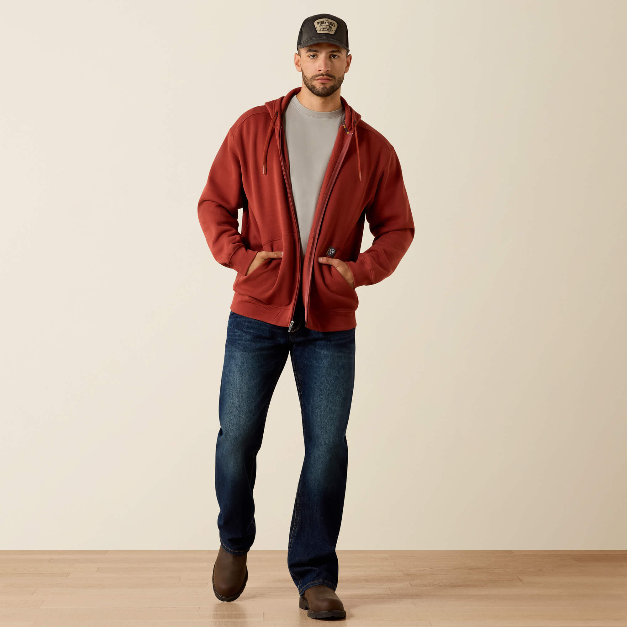 Rebar Lightweight Label Full Zip Hoodie - Image 3