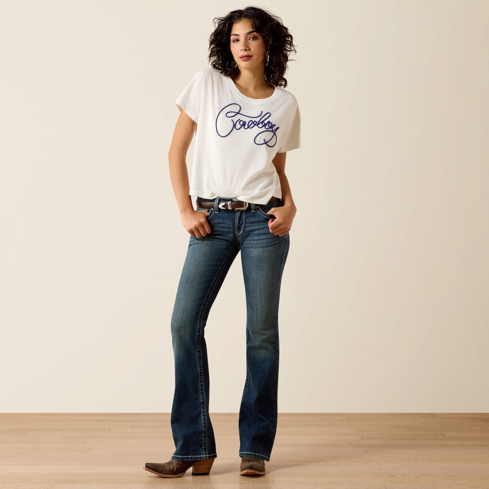 R.E.A.L. Mid Rise Stretch Whipstitch Boot Cut Jean - Image 4